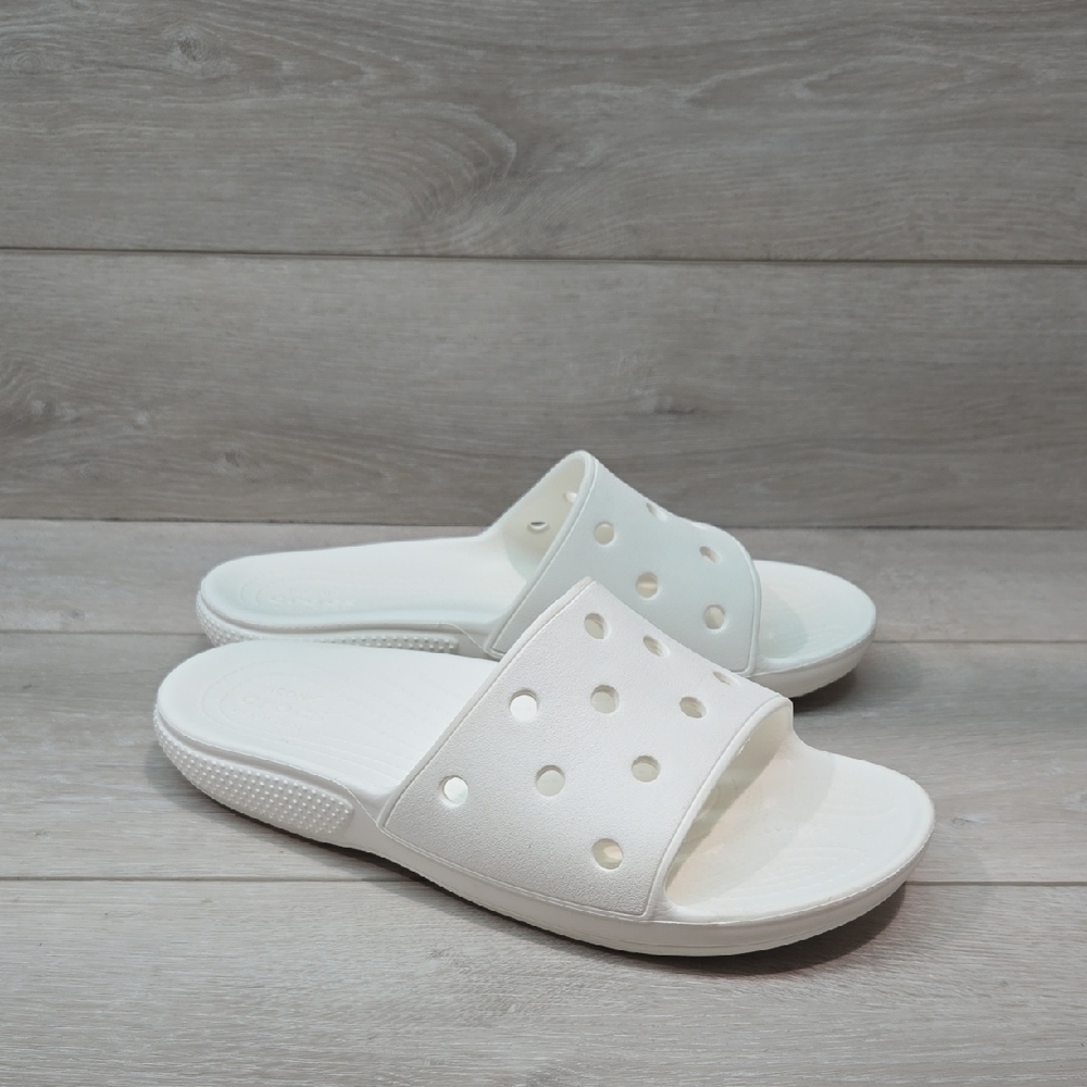 Crocs Women Baya II Iconic Comfort White Slide Sandals Shoes Sz 10